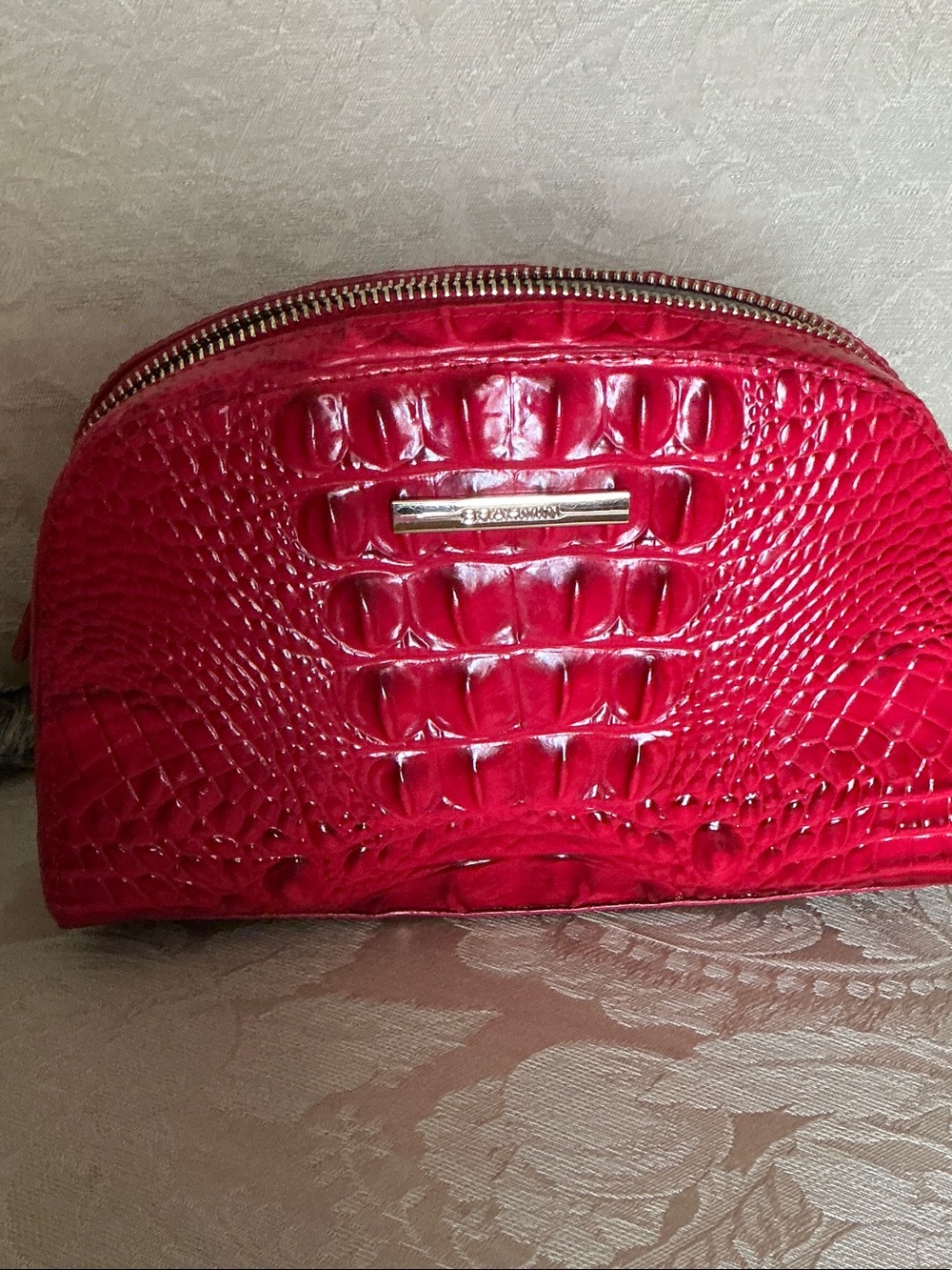 Brahmin Red Croc-Embossed leather Cosmetic Case